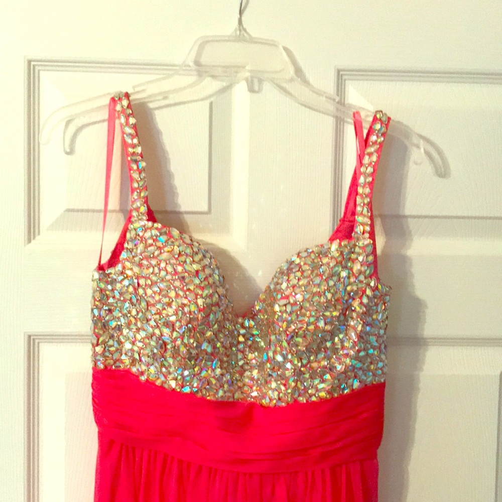 La Femme pink sequin evening gown